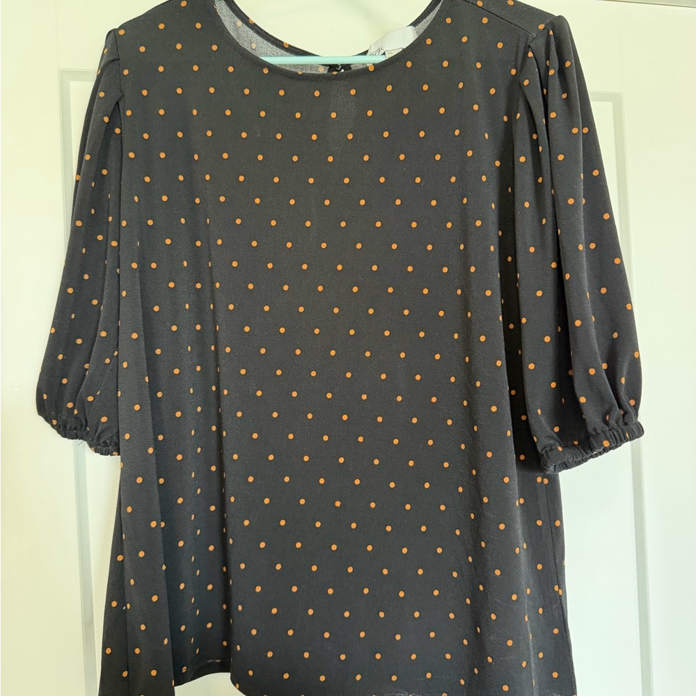 Polka Dot Puff Sleeve Top